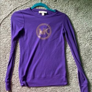 purple michael kors long sleeve shirt